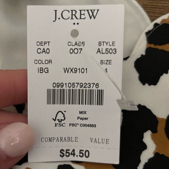 NWT J. Crew Leopard Scalloped Cami Top - Picture 4 of 4